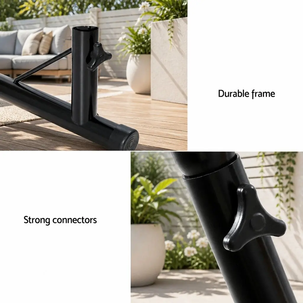 Hammock Chair Stand Black A-Frame Steel Heavy Duty Indoor Outdoor Furniture