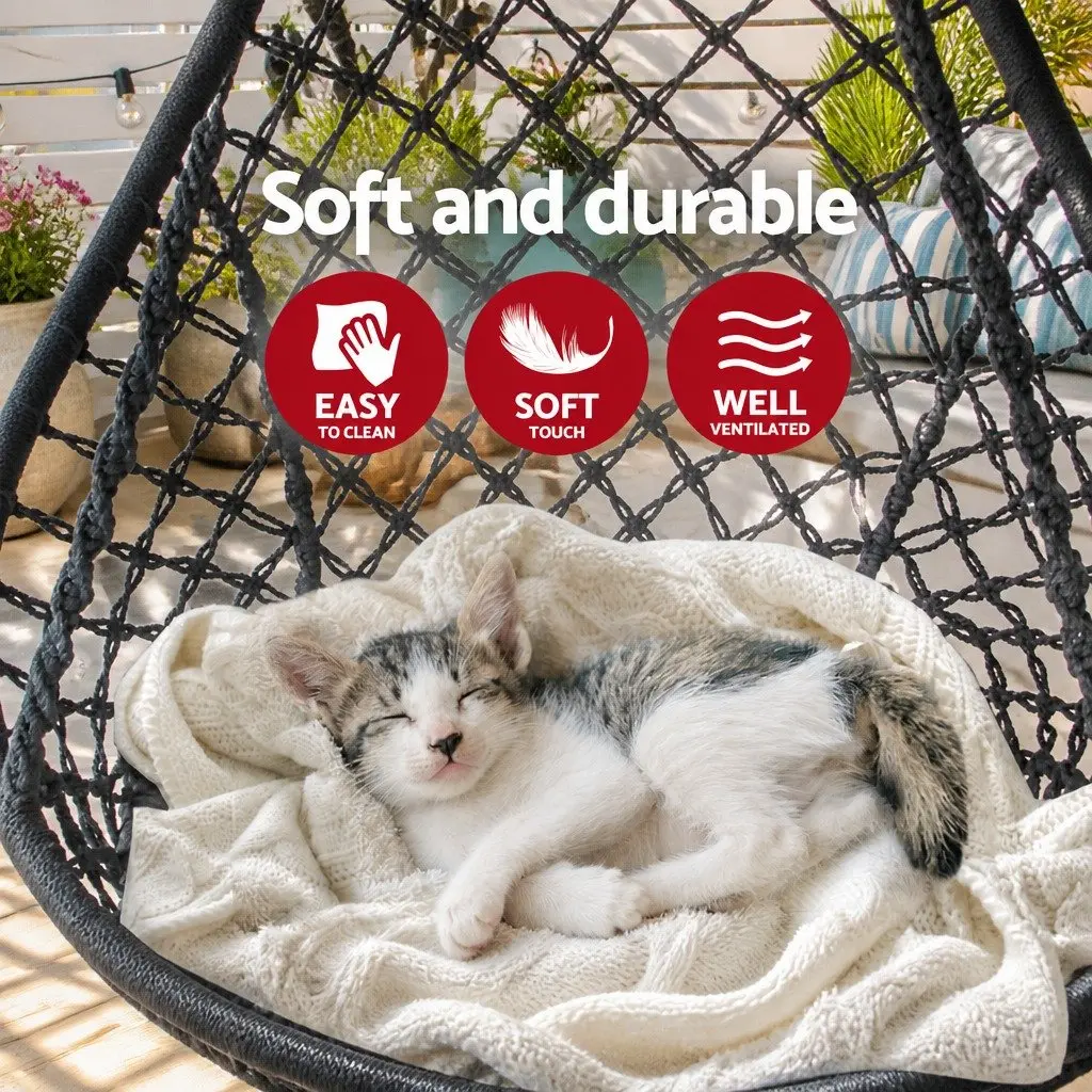 Hammock Chair Grey Indoor Outdoor Macrame Cotton Relaxation Swing