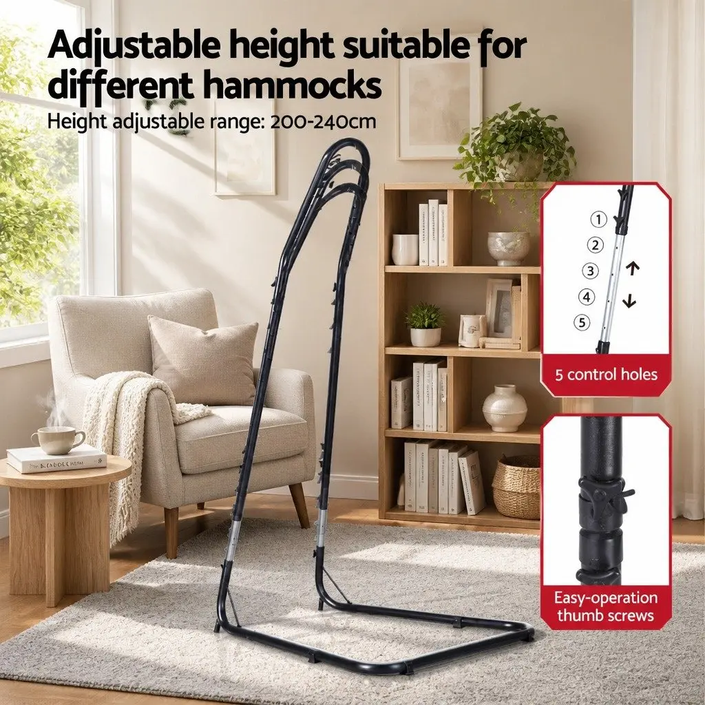 Hammock Hanging Chair Cream with Steel Stand Indoor Outdoor Relaxation Swing Seat