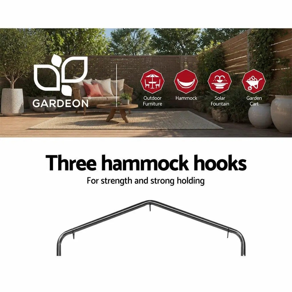 Hammock Chair Grey 150 x 90cm with Stand Powder-coated Steel 360° Rotation