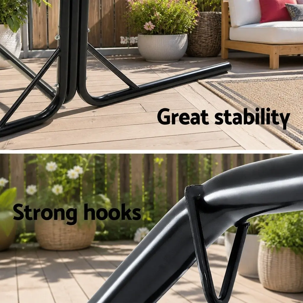 Hammock Chair Grey 150 x 90cm with Stand Powder-coated Steel 360° Rotation