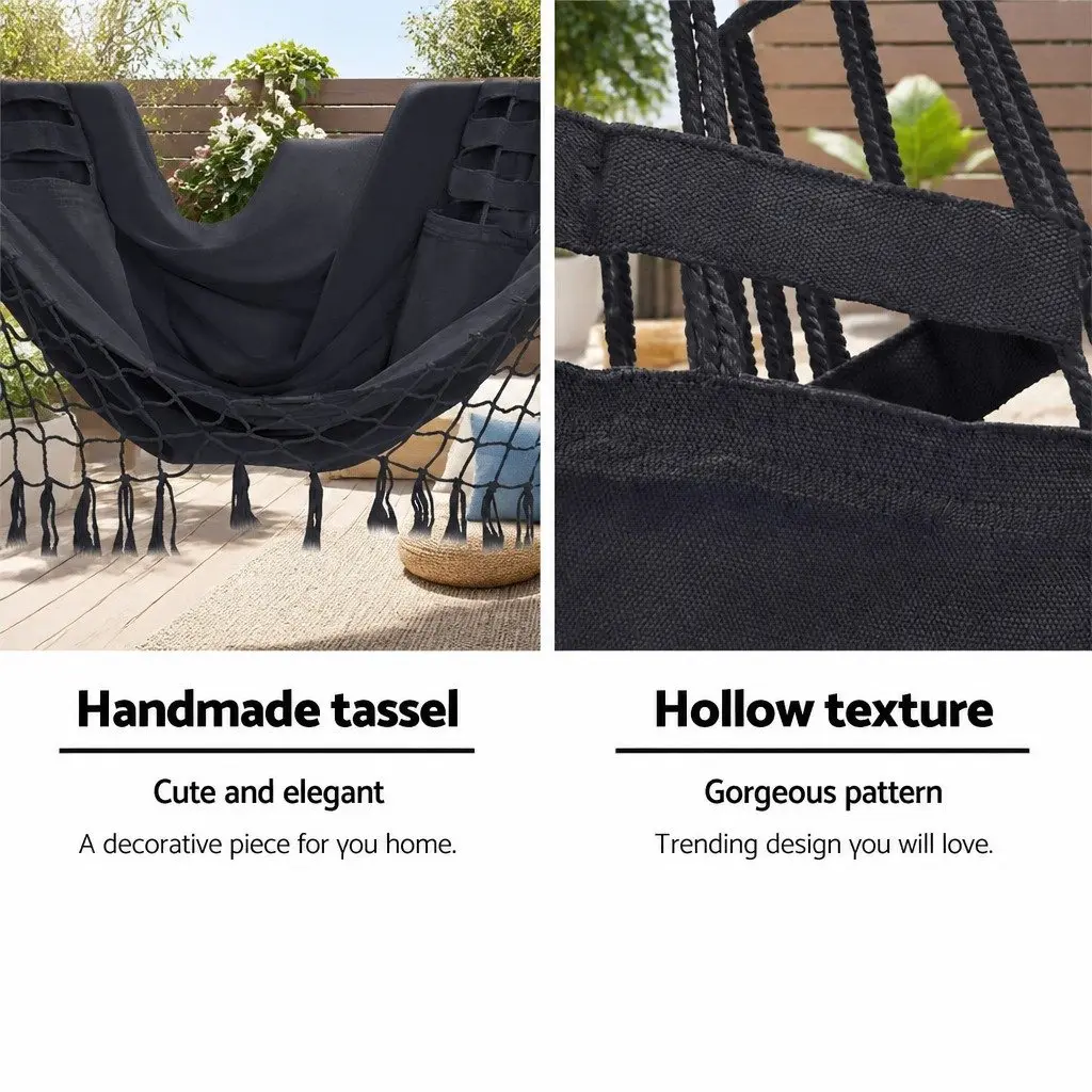 Hammock Chair Grey 150 x 90cm with Stand Powder-coated Steel 360° Rotation