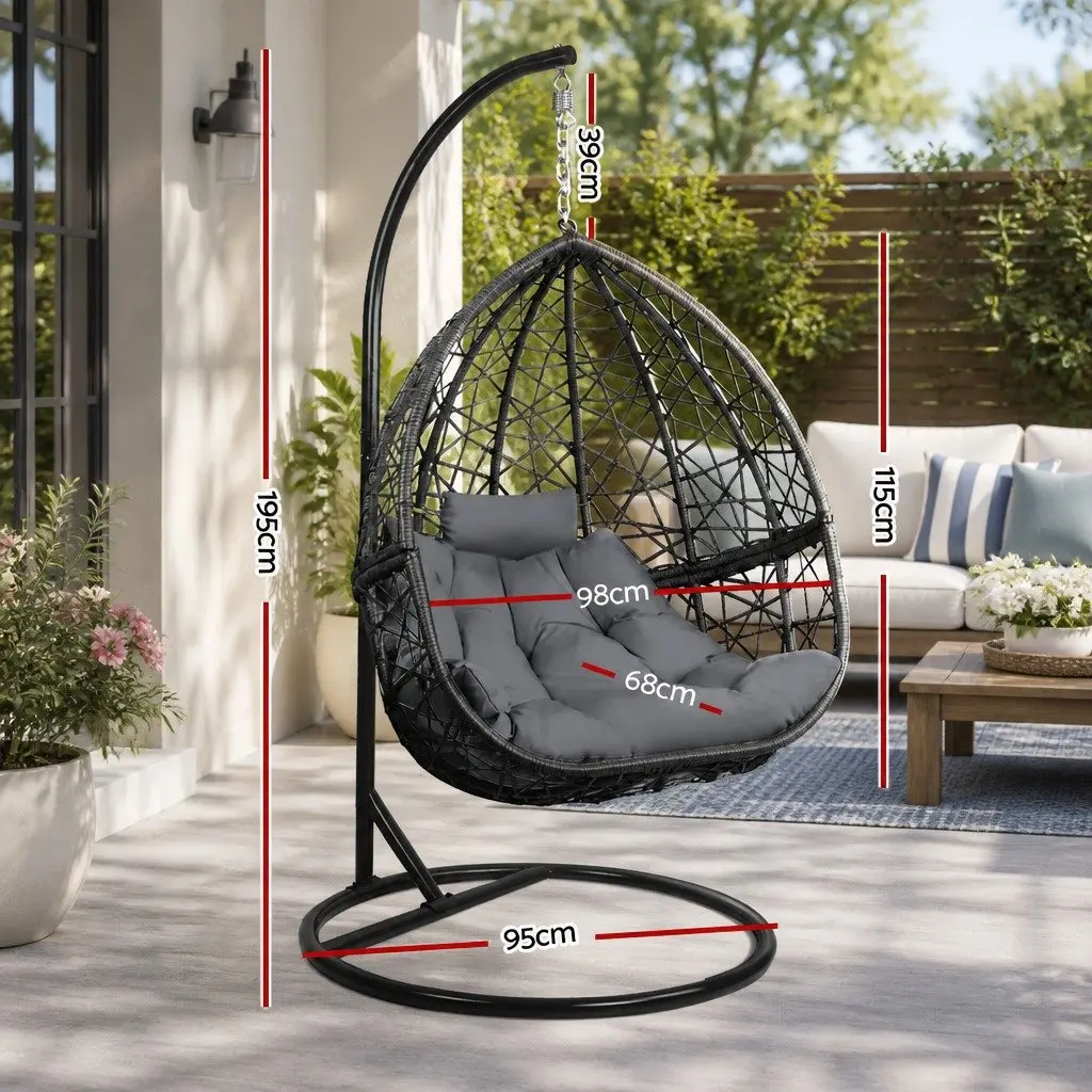 Hanging Egg Chair Pod Swing Outdoor Wicker Rattan Relaxation Seat with Stand