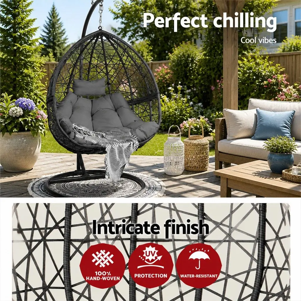Hanging Egg Chair Pod Swing Outdoor Wicker Rattan Relaxation Seat with Stand