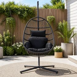 Hanging Egg Chair with Soft Cushion - Compact and Stylish