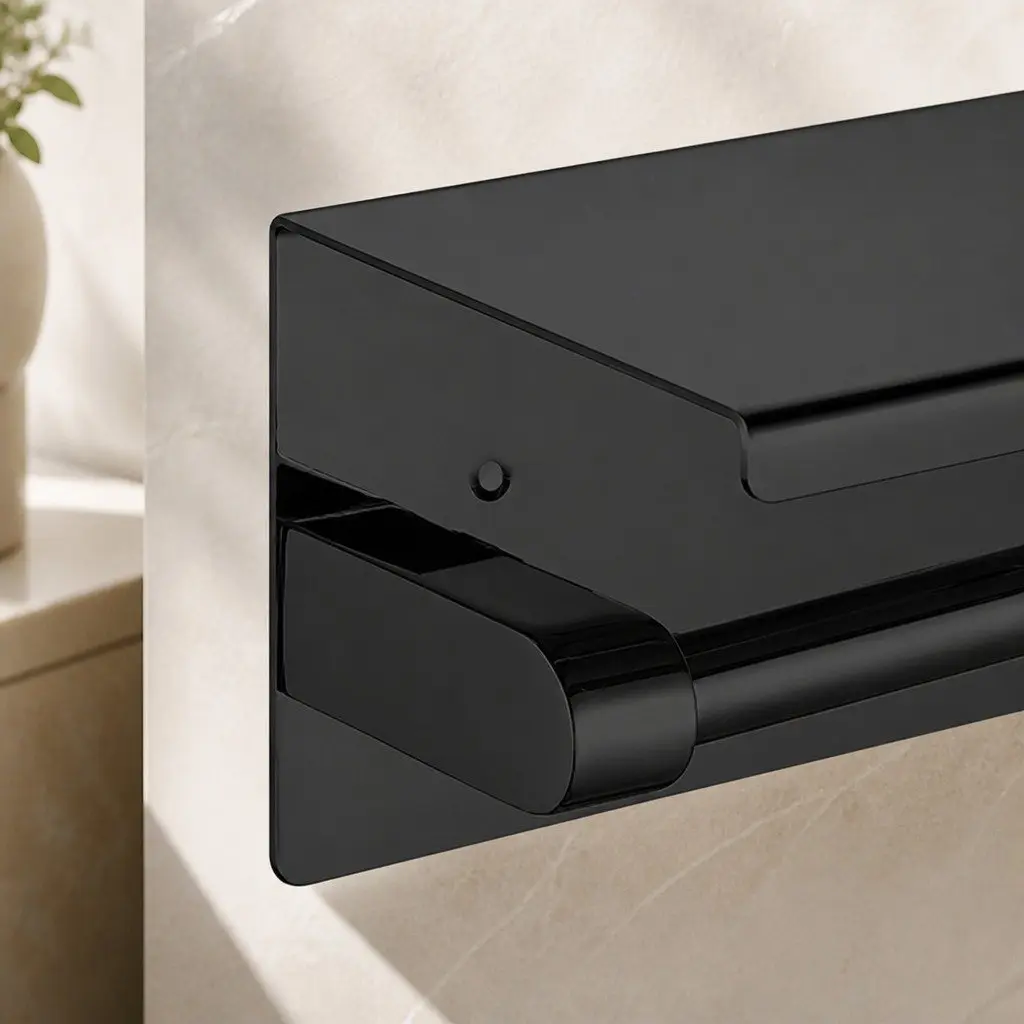 Toilet Paper Holder Wall Mount Roll Dispenser Bathroom Storage Black Tissue Rack