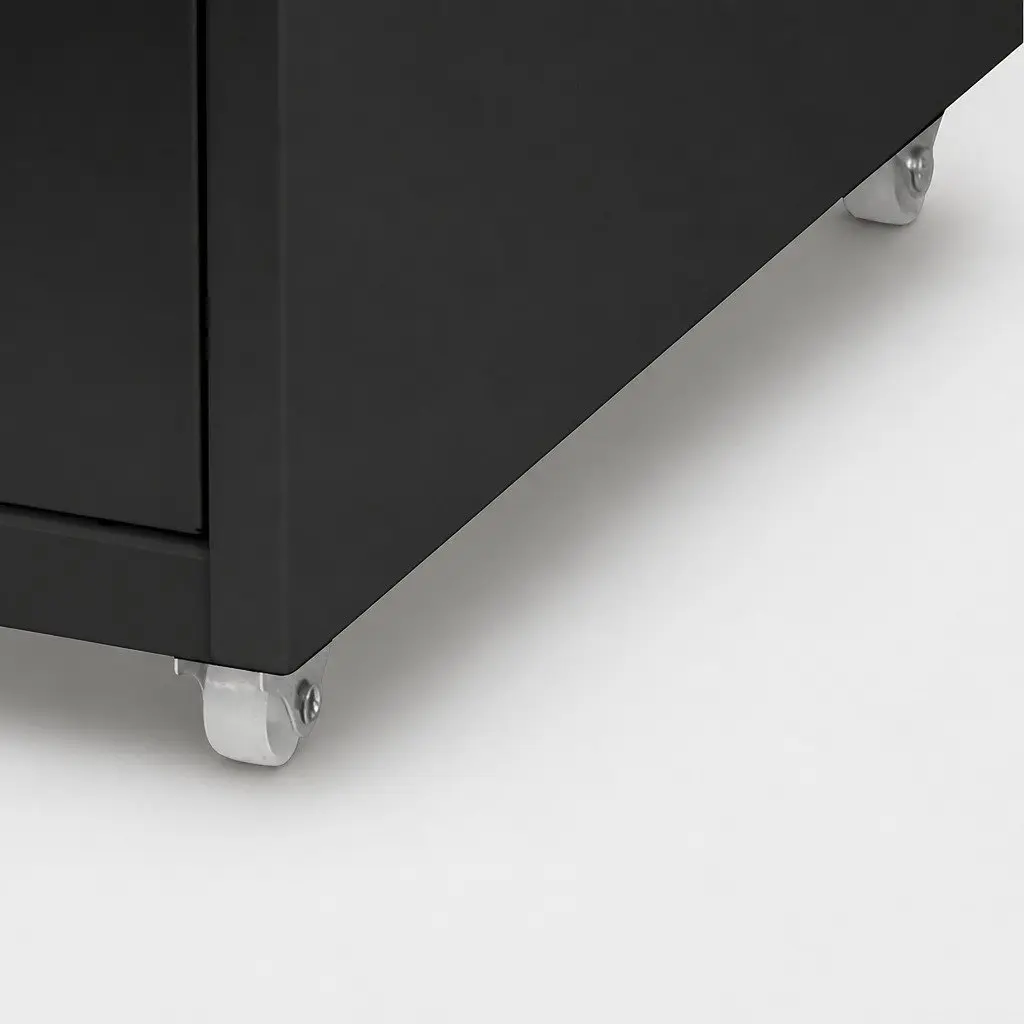 8 Drawer Filing Cabinet Black Compact Steel Office Storage Organizer