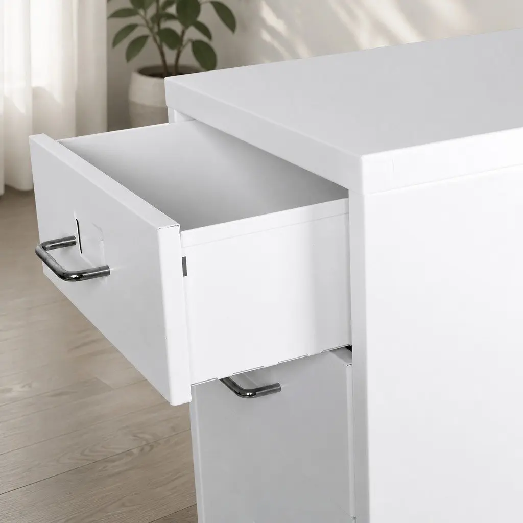 6 Drawer Filing Cabinet Office Storage Organizer Steel Frame White Desktop