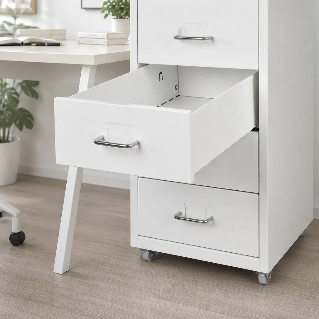 6 Drawer Filing Cabinet Office Storage Organizer Steel Frame White Desktop