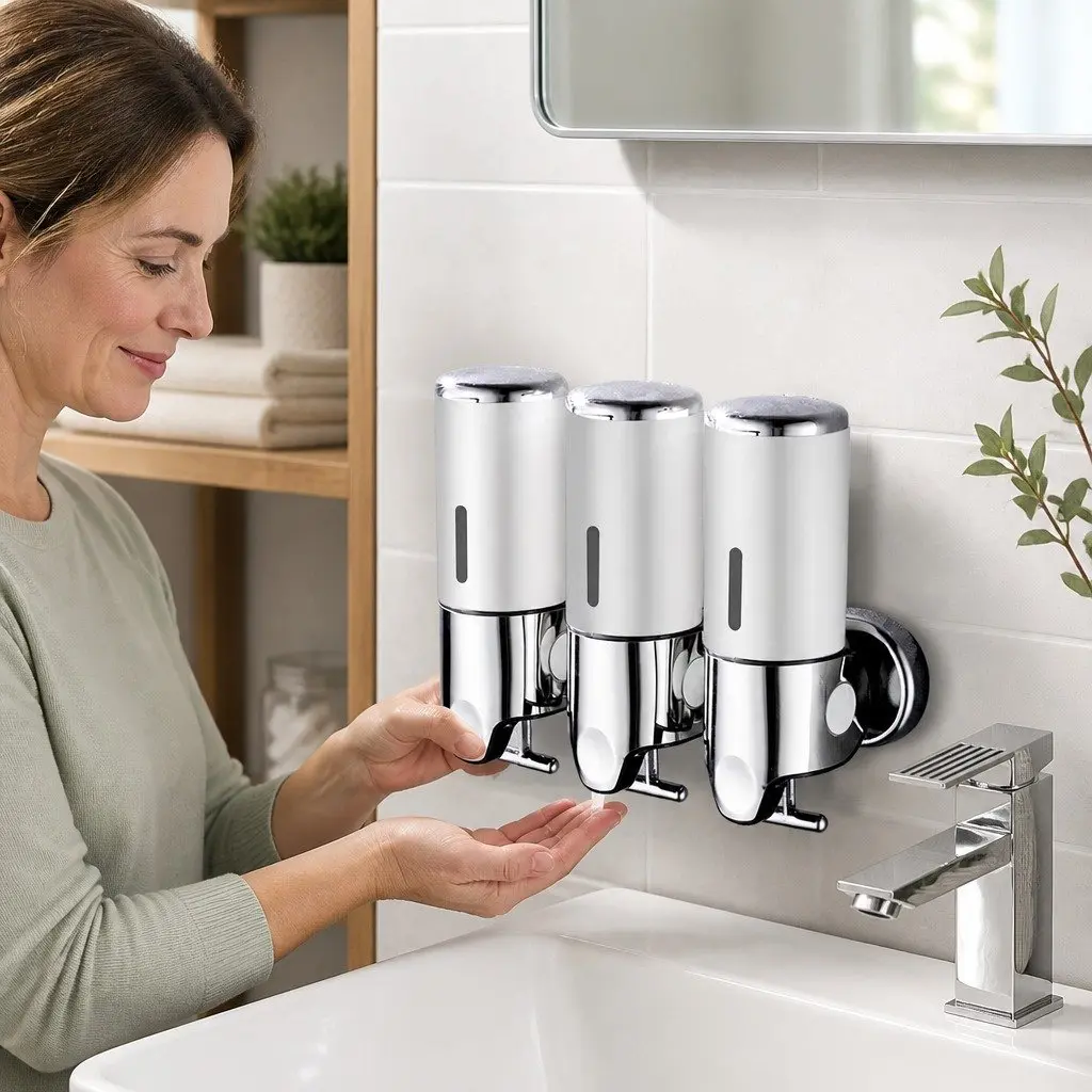 3-Bottle Wall-Mounted Soap Dispenser