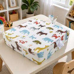 Kids Chair Cushion Booster Seat Pad High Raise Baby Dining Beige Removable Cover