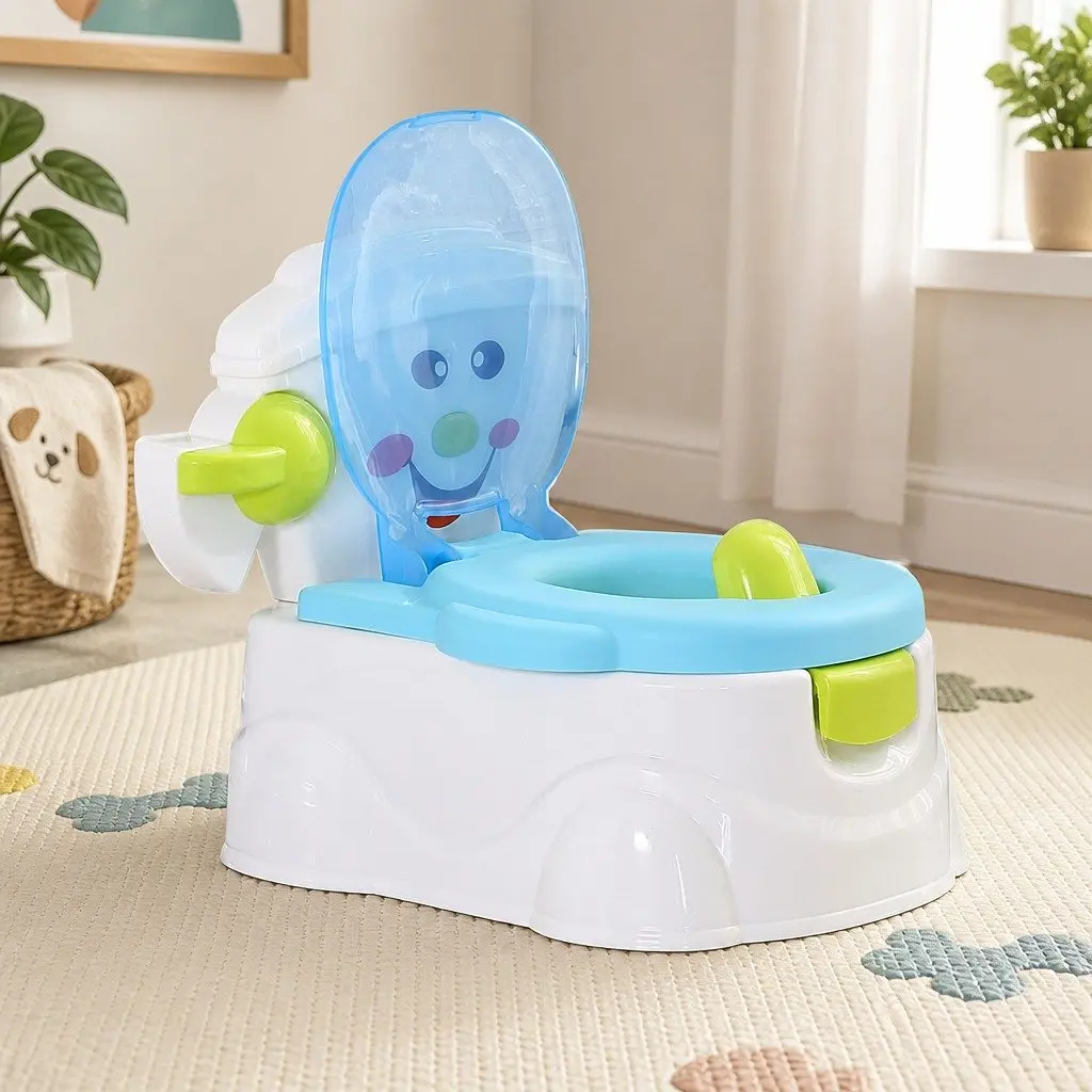 Kids Potty Trainer Seat Blue 3-in-1 Step Stool with Removable Bucket and Splash Guard for Toddler Toilet Training