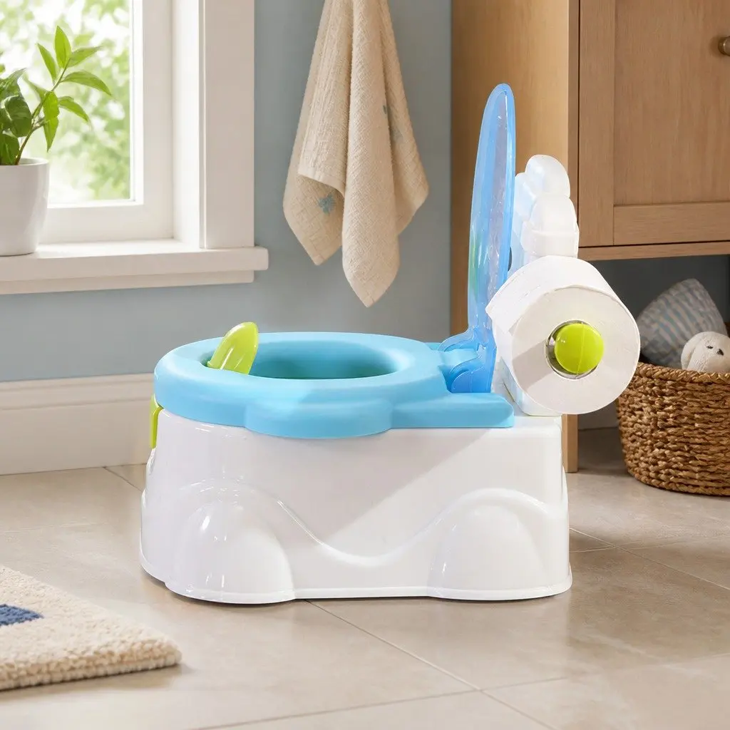 Kids Potty Trainer Seat Blue 3-in-1 Step Stool with Removable Bucket and Splash Guard for Toddler Toilet Training