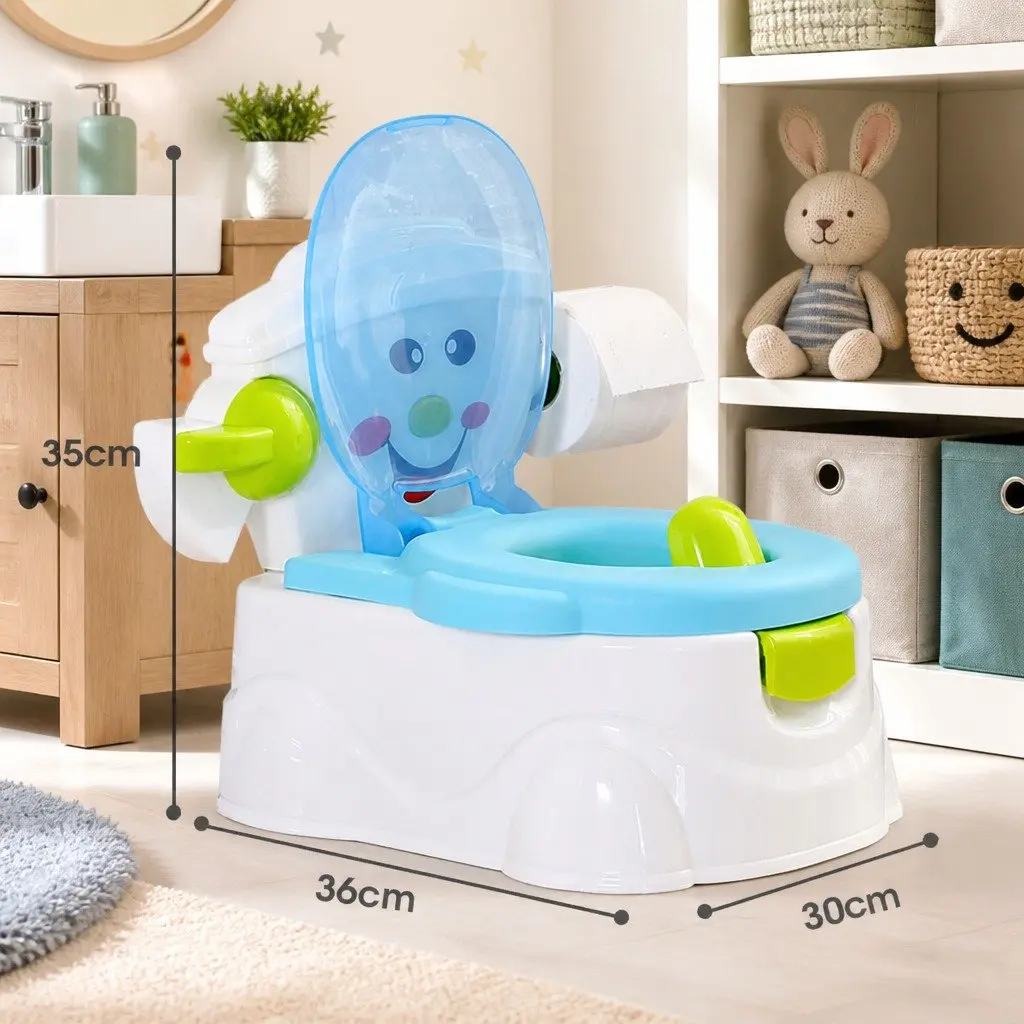 Kids Potty Trainer Seat Blue 3-in-1 Step Stool with Removable Bucket and Splash Guard for Toddler Toilet Training