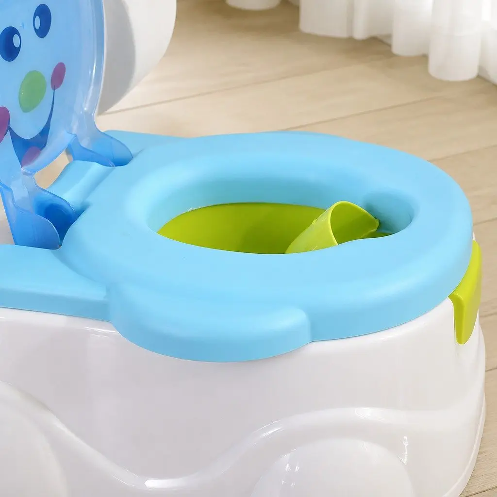 Kids Potty Trainer Seat Blue 3-in-1 Step Stool with Removable Bucket and Splash Guard for Toddler Toilet Training