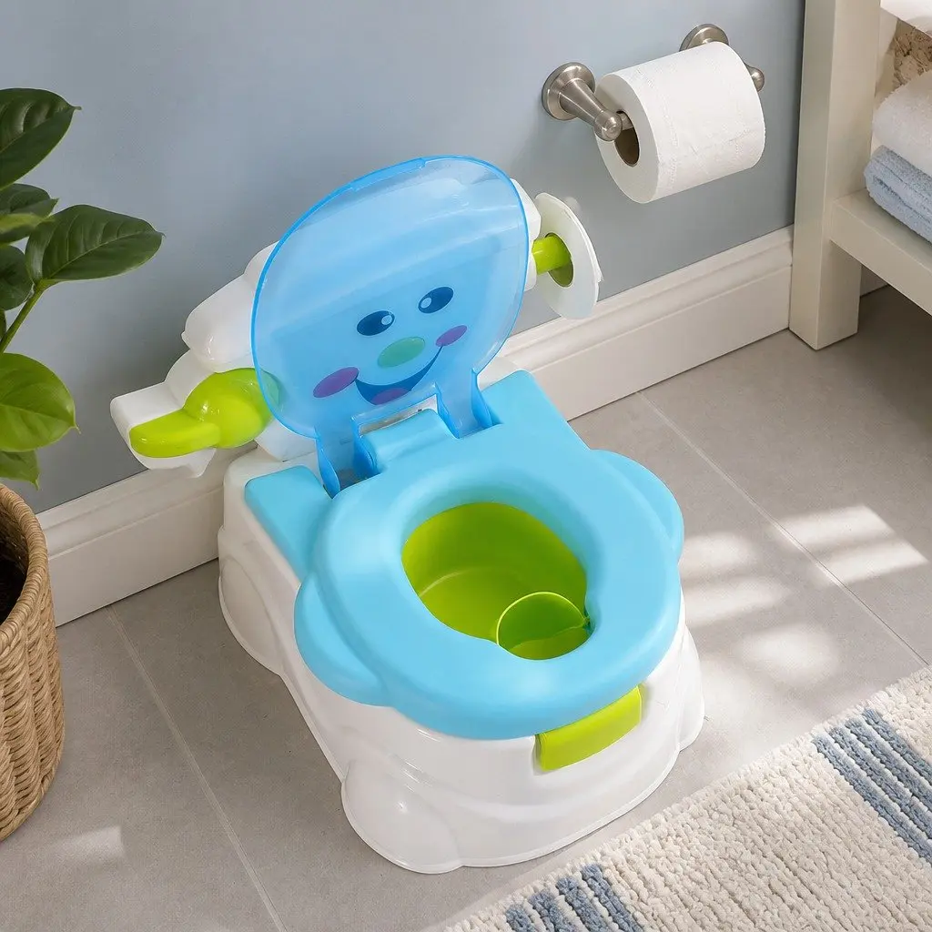 Kids Potty Trainer Seat Blue 3-in-1 Step Stool with Removable Bucket and Splash Guard for Toddler Toilet Training