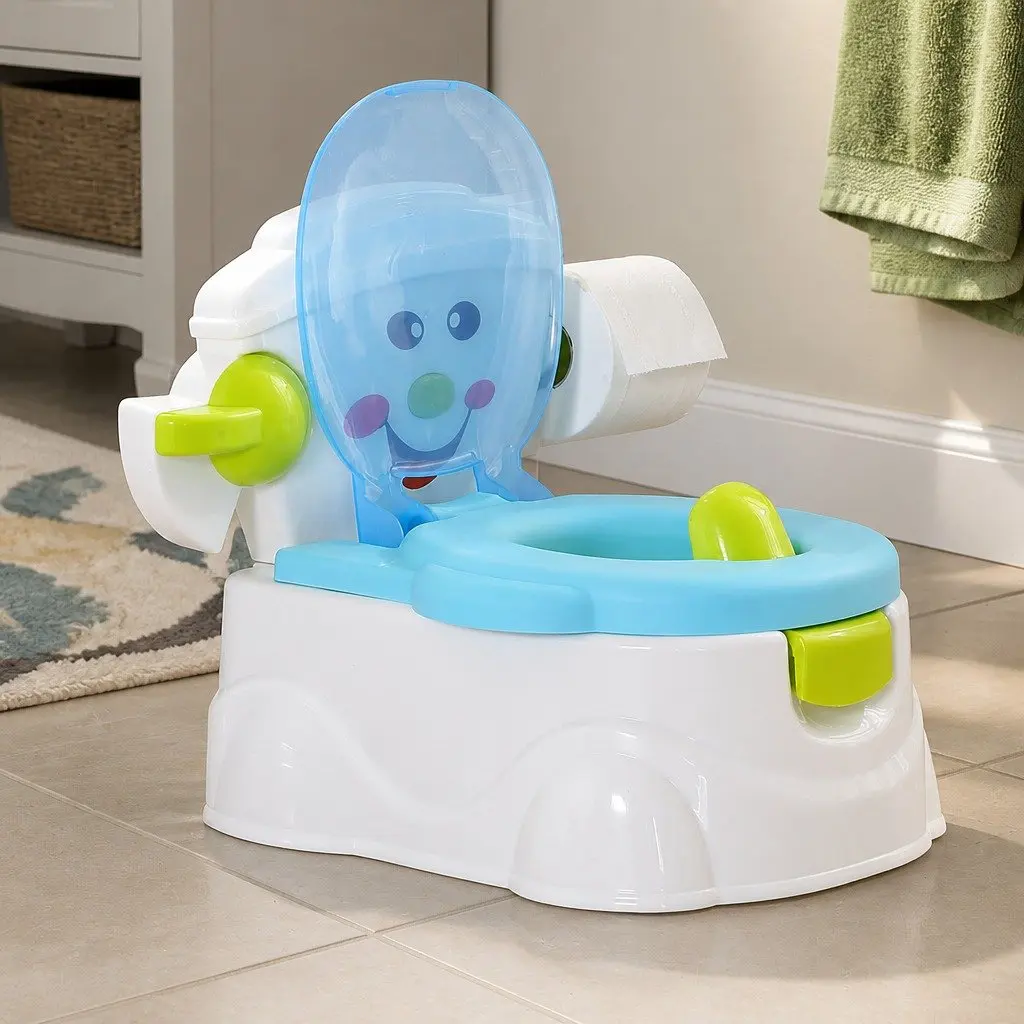 Kids Potty Trainer Seat Blue 3-in-1 Step Stool with Removable Bucket and Splash Guard for Toddler Toilet Training