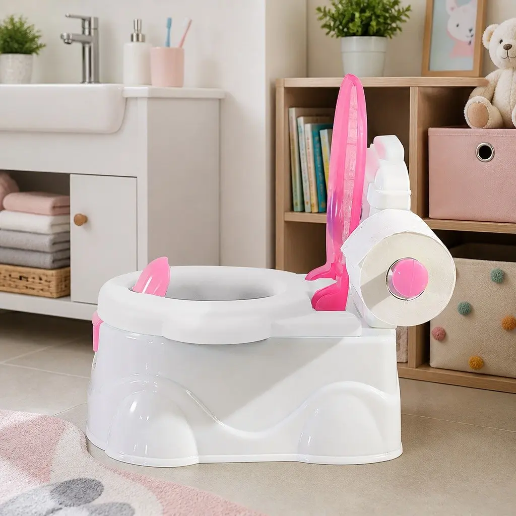Kids Potty Seat Trainer Pink 3-in-1 Toilet Training Removable Bucket Step Stool