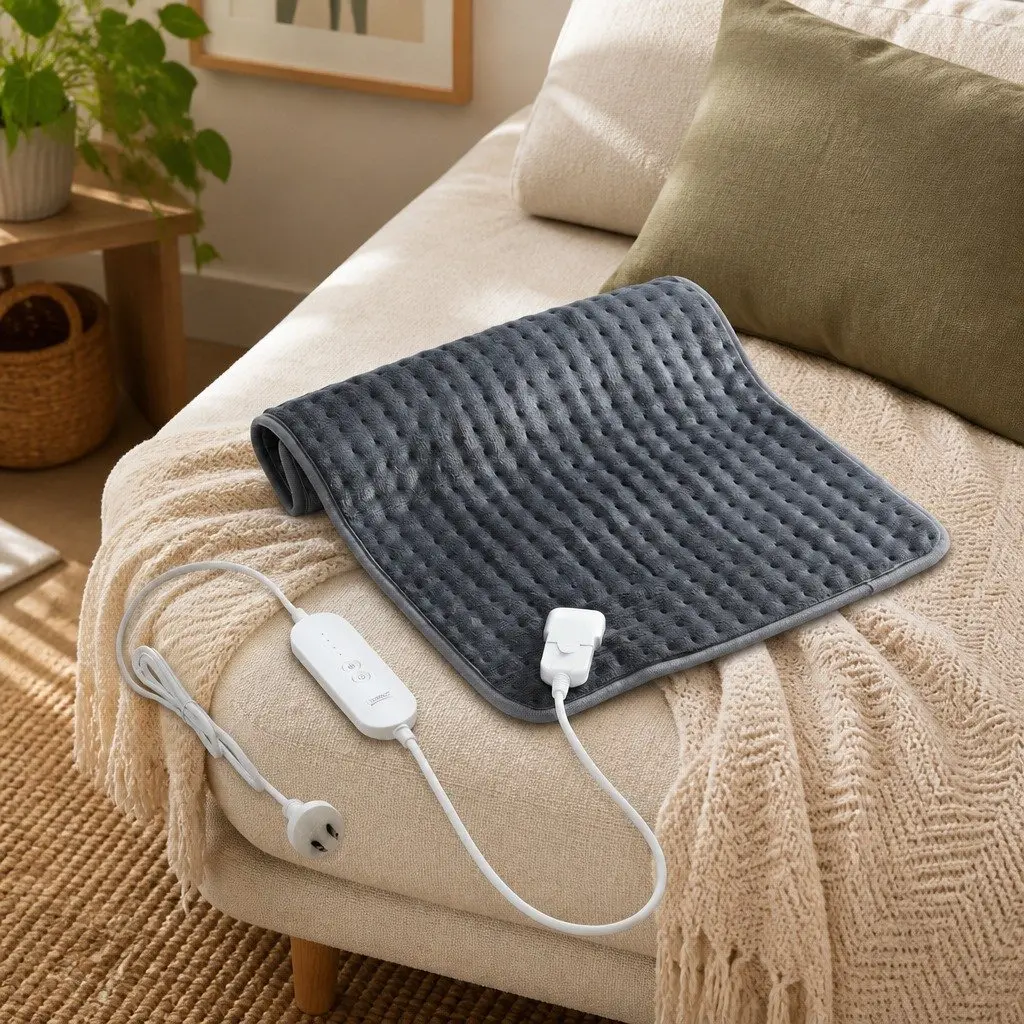 Electric Heating Pad Grey 60x39cm 4 Temperature Settings