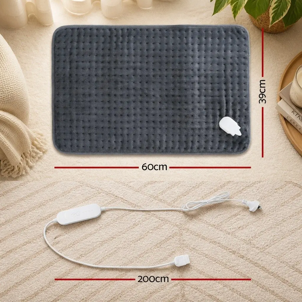 Electric Heating Pad Grey 60x39cm 4 Temperature Settings