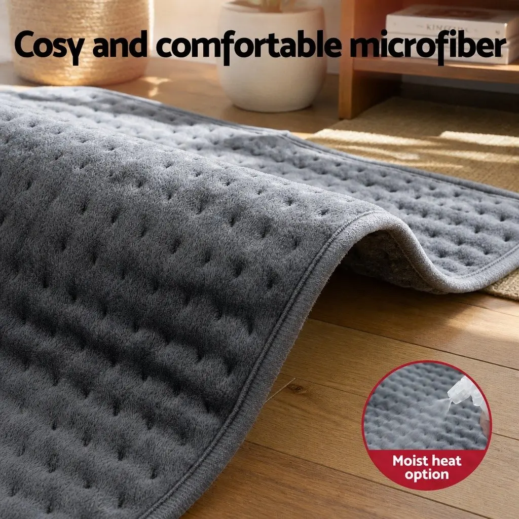 Electric Heating Pad Grey 60x39cm 4 Temperature Settings