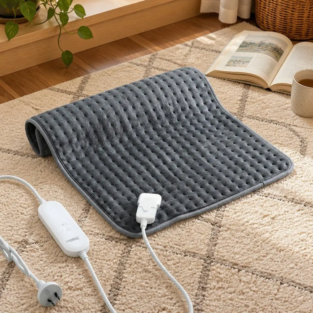 Electric Heating Pad Grey 60x39cm 4 Temperature Settings