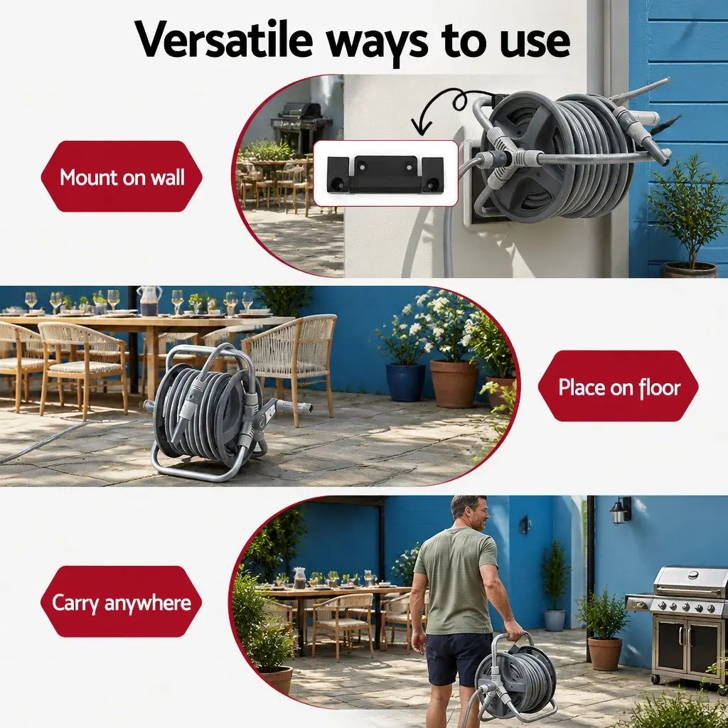 20m Garden Hose Reel with Easy Storage
