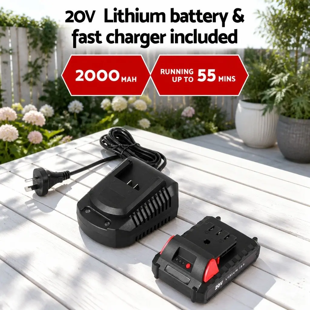 Cordless Pole Hedge Trimmer Adjustable Double-Sided Blade Garden Pruner Cutter