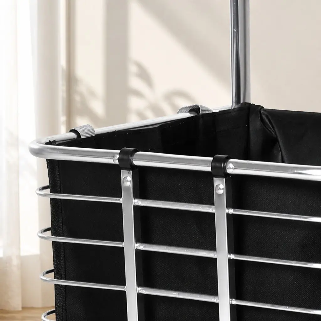 Foldable Shopping Cart Trolley Black Silver Stair Climbing Wheels Lightweight Waterproof Bag