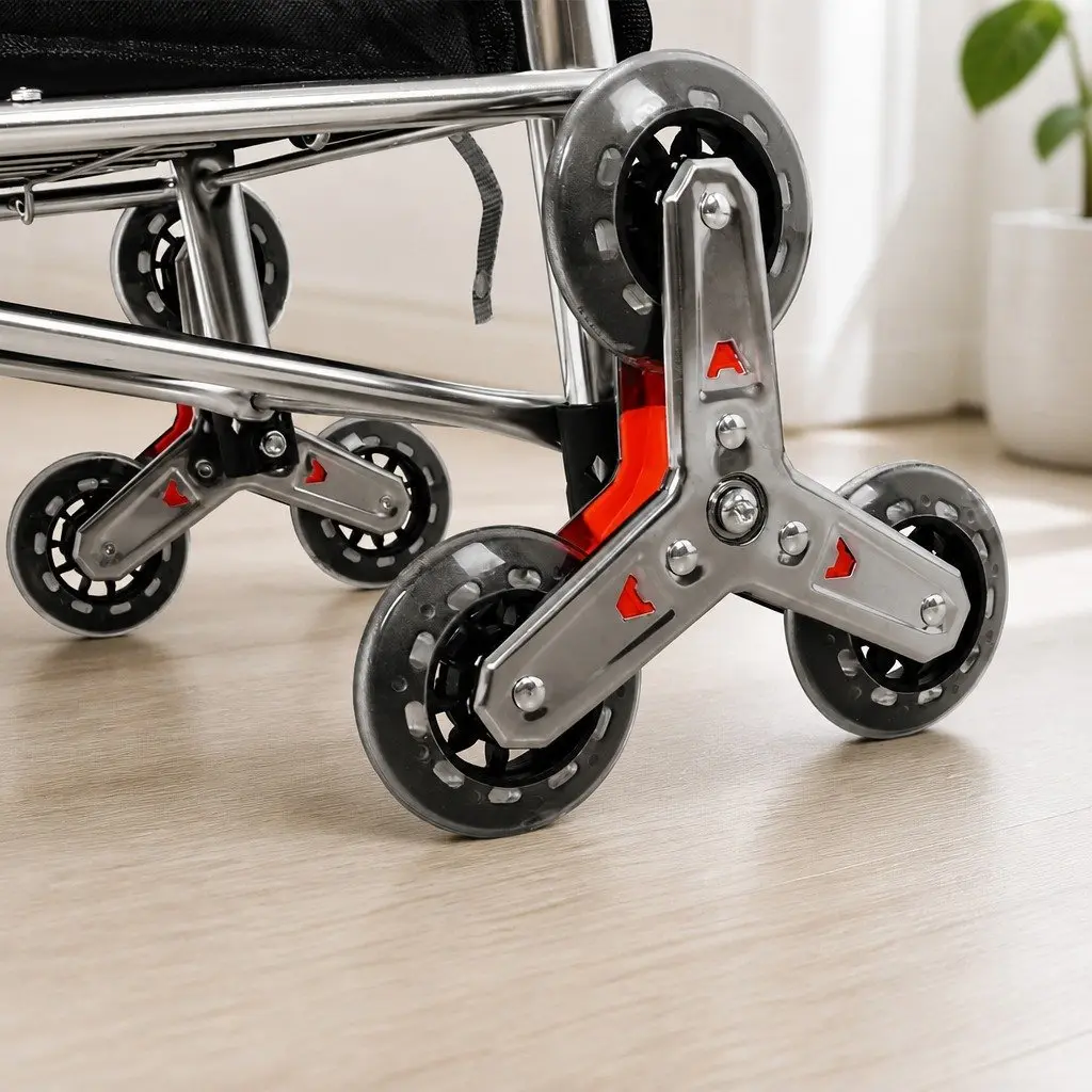 Foldable Shopping Cart Trolley Black Silver Stair Climbing Wheels Lightweight Waterproof Bag