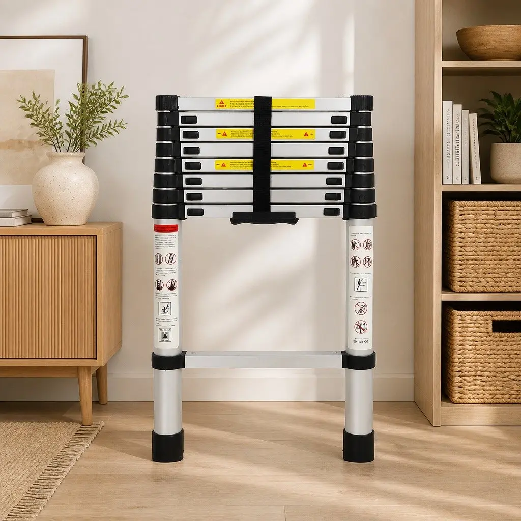 Telescopic Ladder 2.6M Multipurpose Extendable Aluminium Collapsible Work Steps