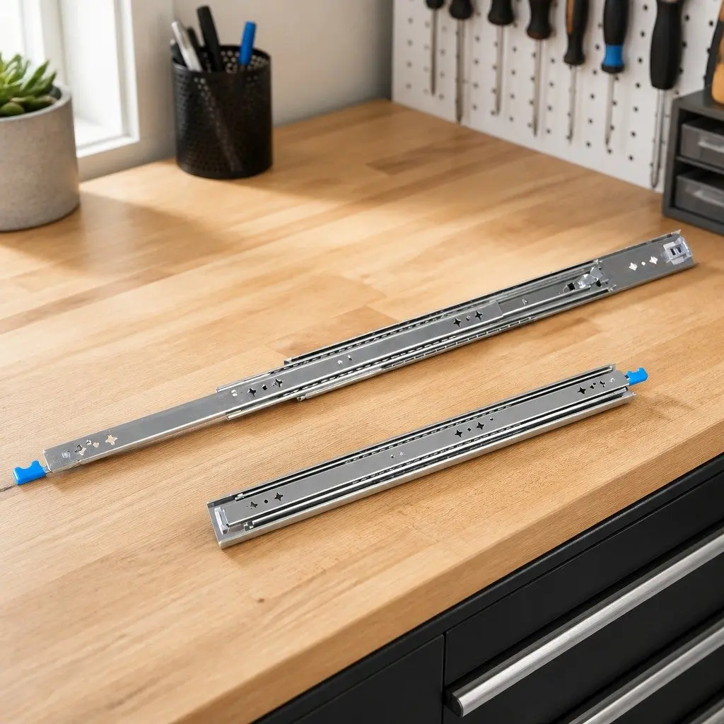 Heavy-Duty Drawer Slides Silver 559MM Locking Telescopic Full Extension 150KG Load Capacity