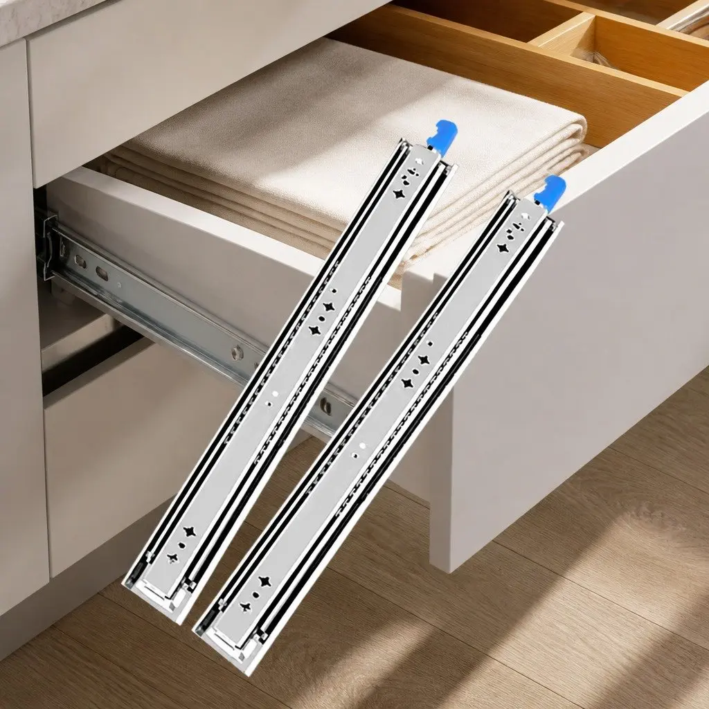 Heavy-Duty Drawer Slides Silver 559MM Locking Telescopic Full Extension 150KG Load Capacity