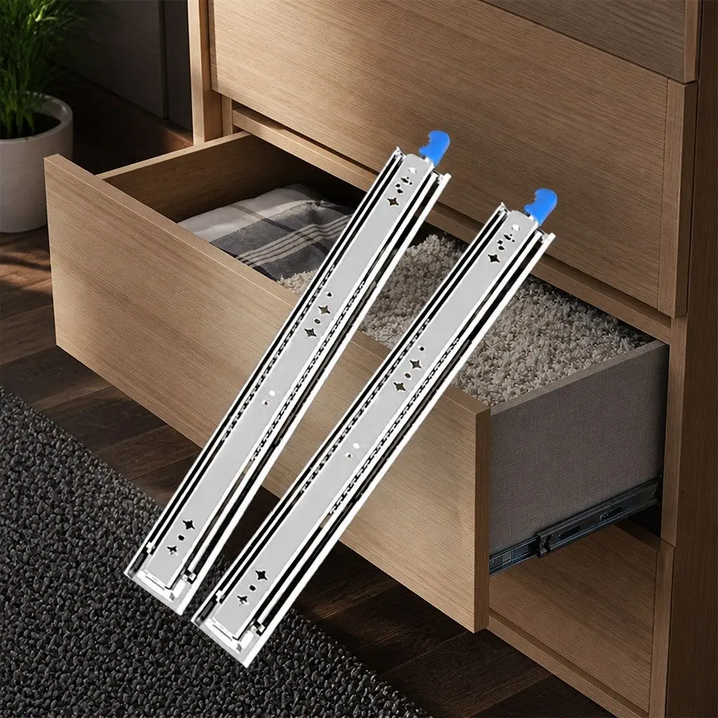 Heavy-Duty Drawer Slides Silver 559MM Locking Telescopic Full Extension 150KG Load Capacity
