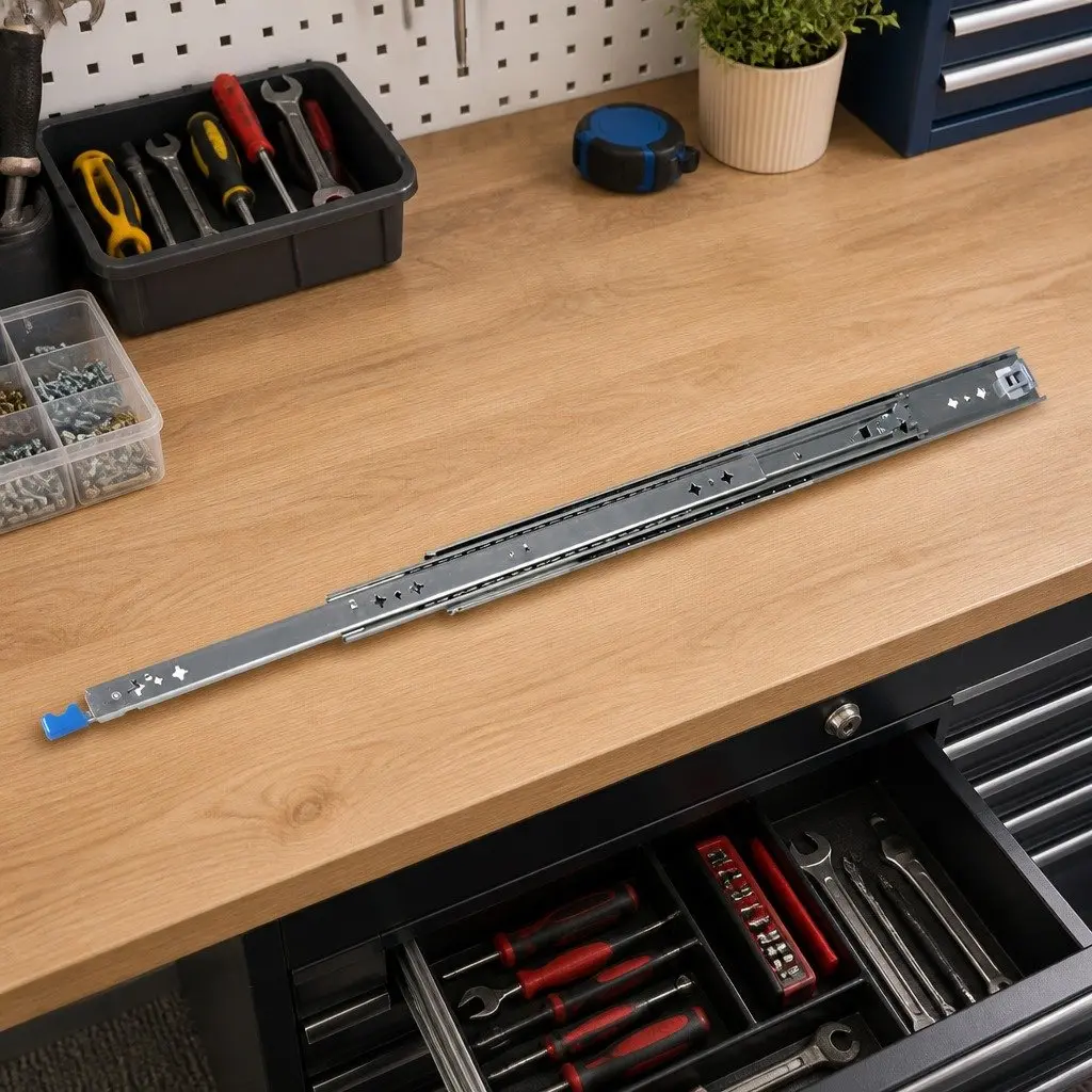 Drawer Slides Silver 813MM Heavy Duty Locking Full Extension Telescopic Side Mount