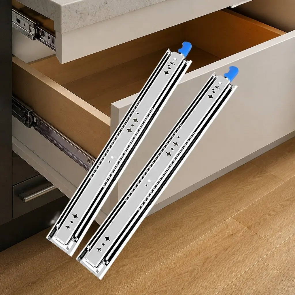 Drawer Slides Silver 813MM Heavy Duty Locking Full Extension Telescopic Side Mount