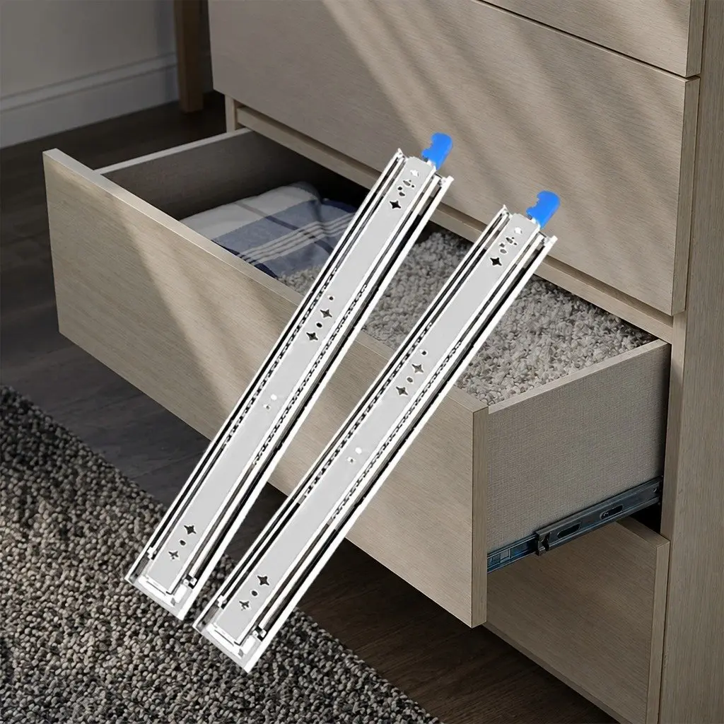 Drawer Slides Silver 813MM Heavy Duty Locking Full Extension Telescopic Side Mount