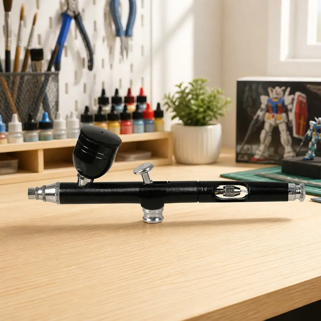 Airbrush Kit Black Cordless Handheld Compressor Lightweight USB Charging Dual Action