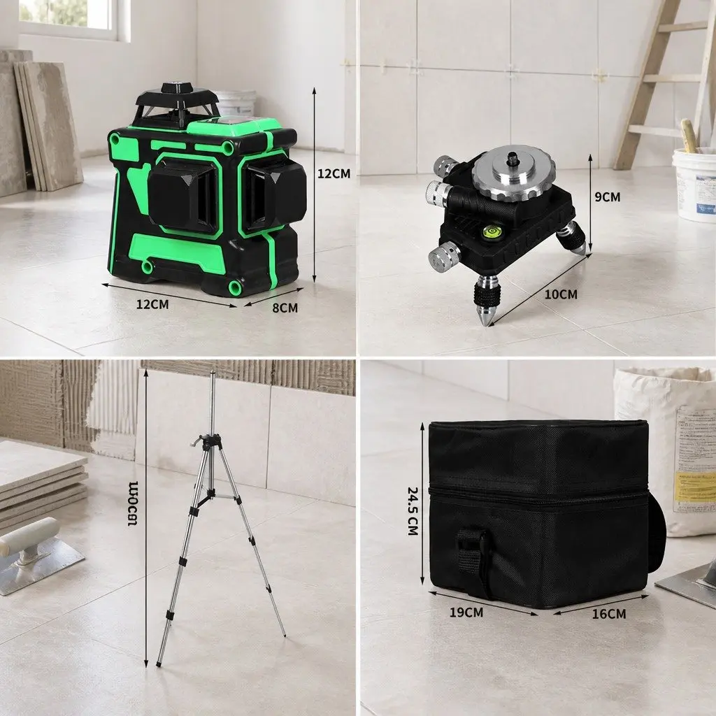 Green Laser Level 4/8/12 Line Self-Leveling Indoor Outdoor Construction Tool