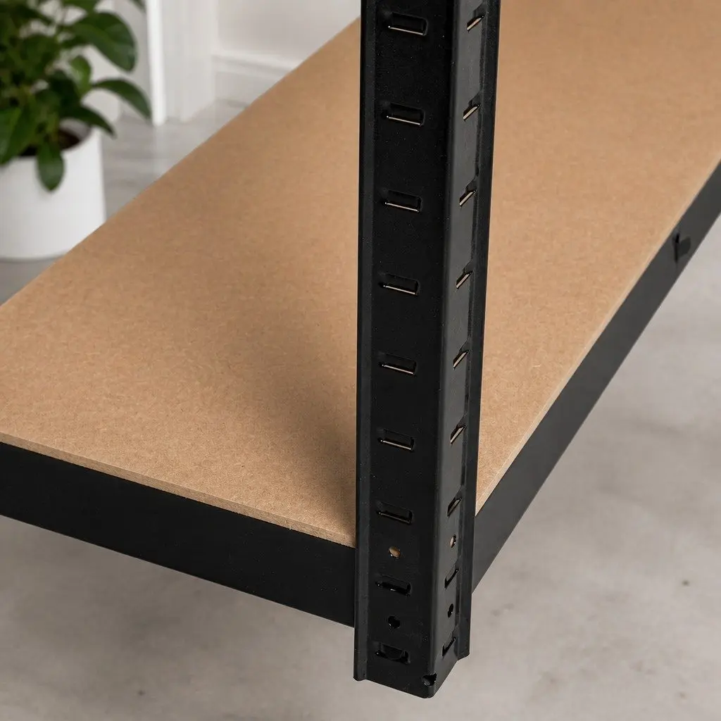 5-Tier Storage Shelving Unit Black Adjustable Shelves Powder-Coated Galvanised Steel Frame
