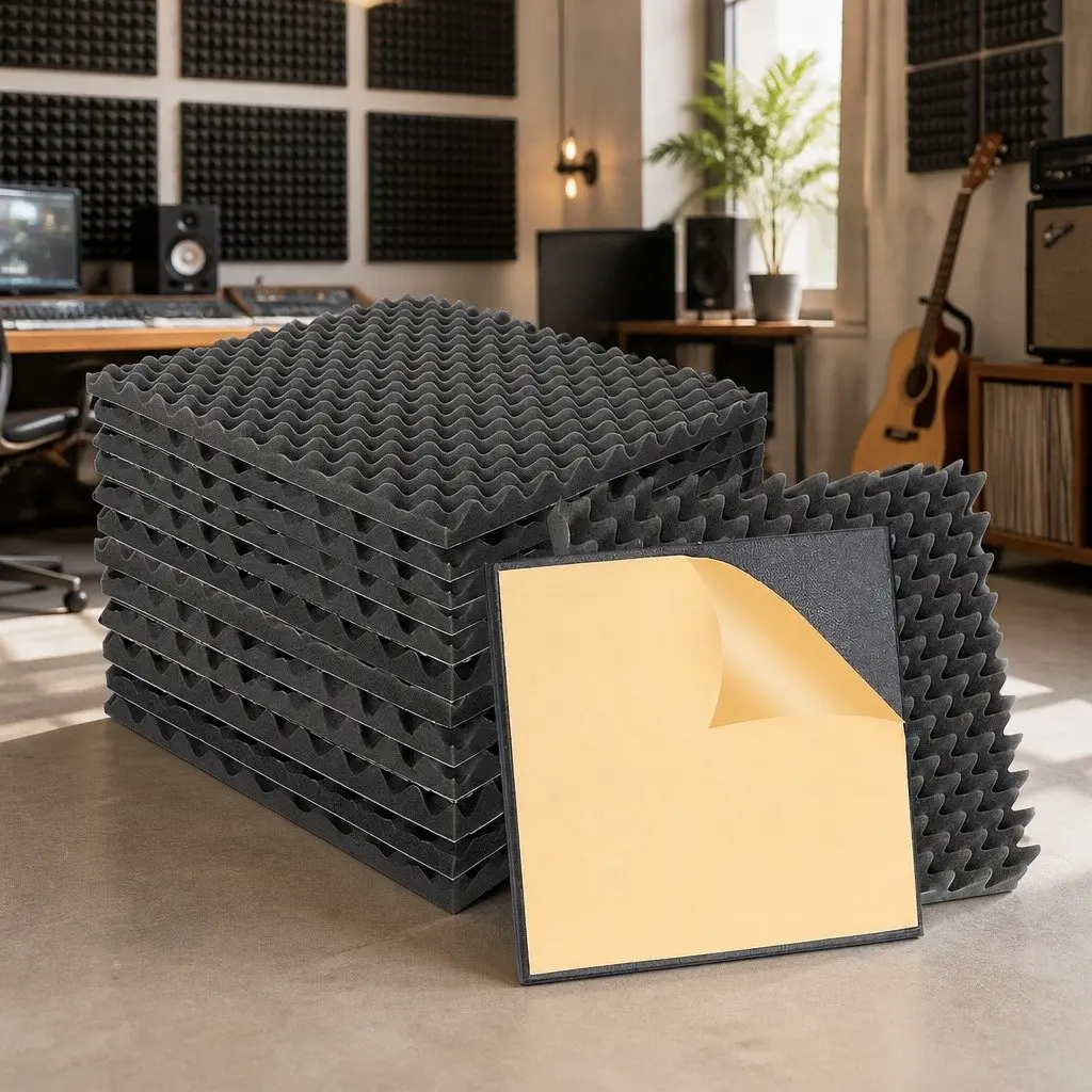 Acoustic Foam Wall Panels Black 50x50x5cm Sound Absorption 14 Piece Set