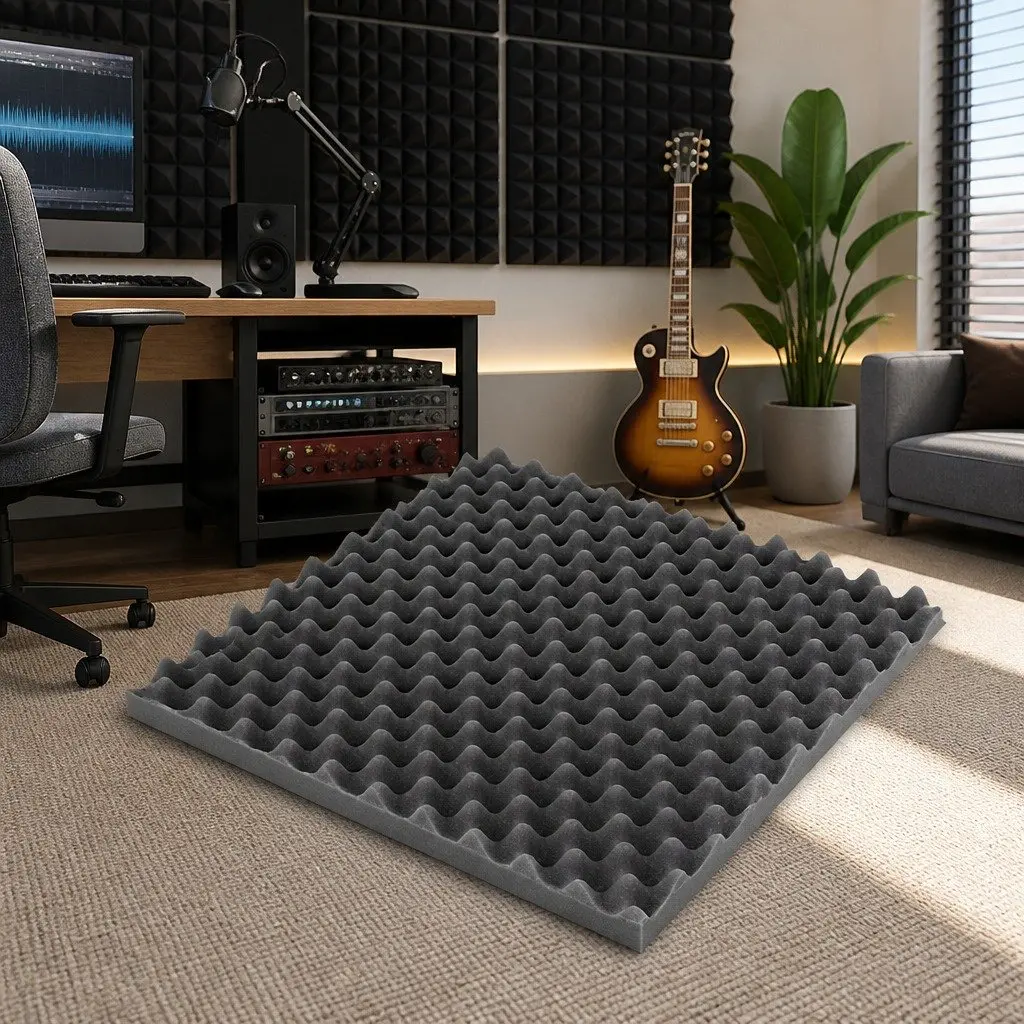 Acoustic Foam Wall Panels Black 50x50x5cm Sound Absorption 14 Piece Set
