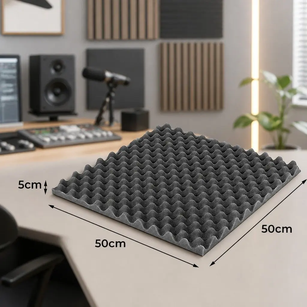 Acoustic Foam Wall Panels Black 50x50x5cm Sound Absorption 14 Piece Set