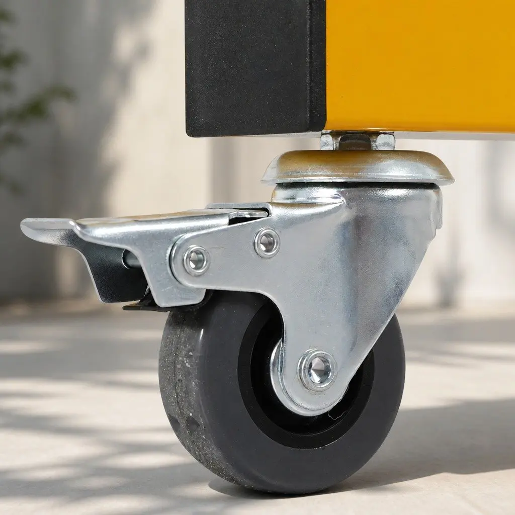 Expandable Safety Barrier Gate Yellow and Black 11FT Portable Folding Traffic Control Guardrail Lockable Castors