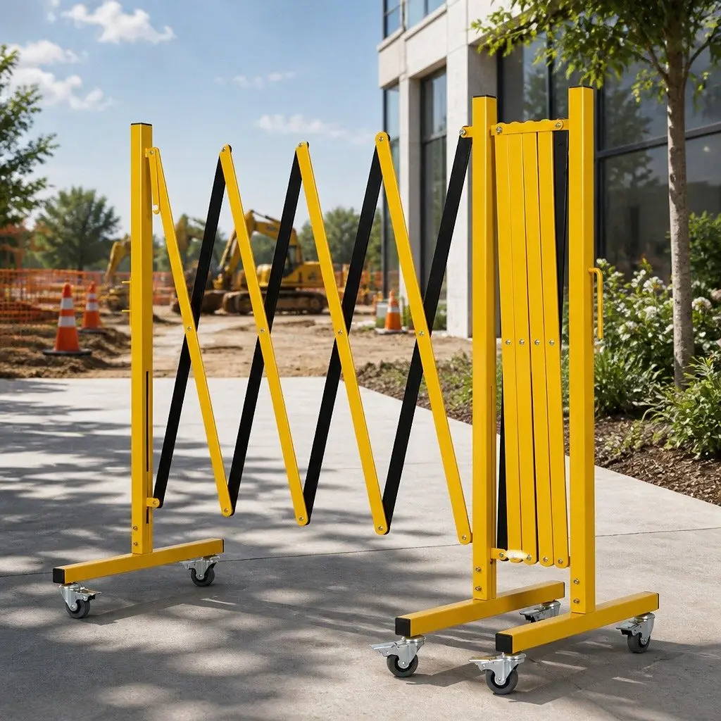 Expandable Safety Barrier Gate Yellow and Black 16FT Folding Traffic Control