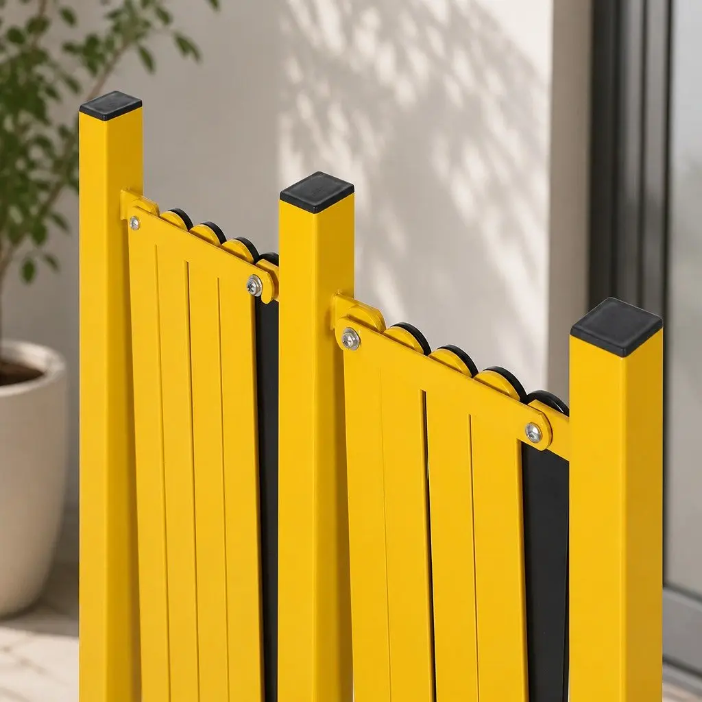 Expandable Safety Barrier Gate Yellow and Black 16FT Folding Traffic Control