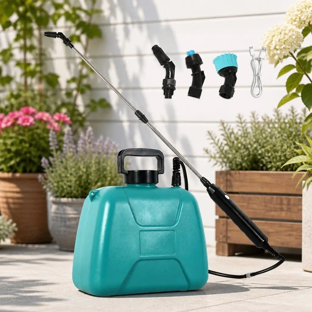 5L Electric Garden Sprayer 3 Nozzles Telescopic Rod Portable Farm Watering Tool