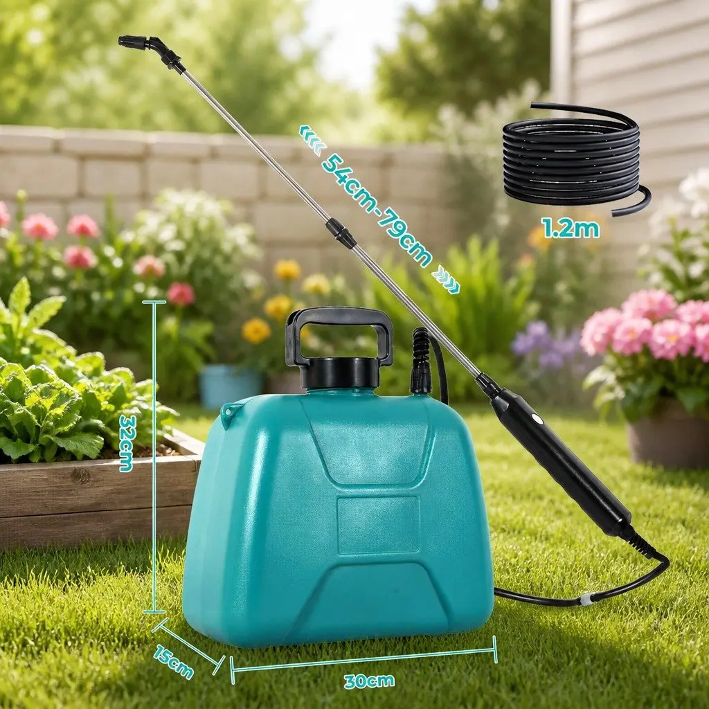 5L Electric Garden Sprayer 3 Nozzles Telescopic Rod Portable Farm Watering Tool