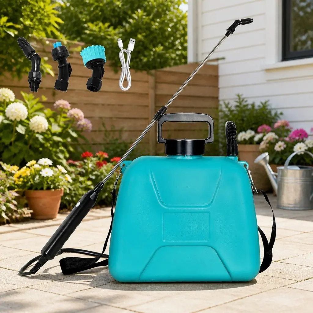 5L Electric Garden Sprayer 3 Nozzles Telescopic Rod Portable Farm Watering Tool