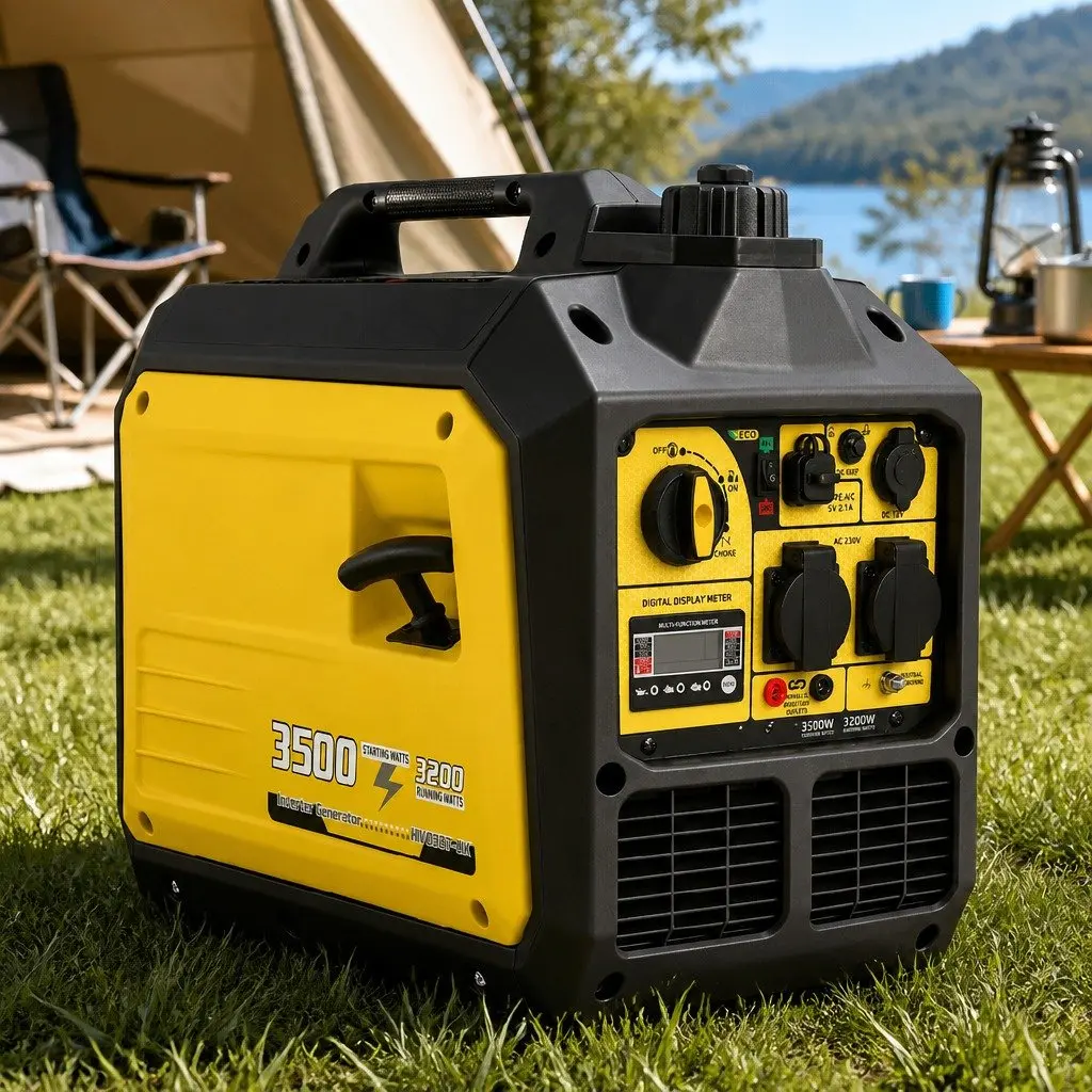 Portable Petrol Inverter Generator Yellow 3500W Peak Power Pure Sine Wave Quiet Compact